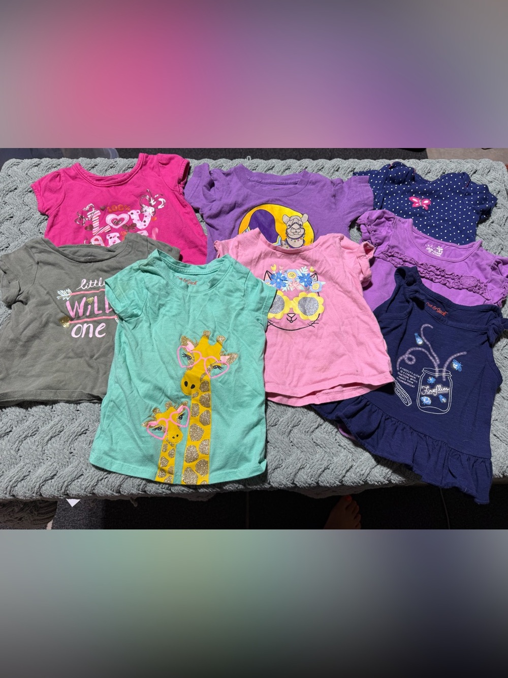 8 pieces 18mAssorted Girls' Short-Sleeve Tops - Pink, Purple, Teal, Navy